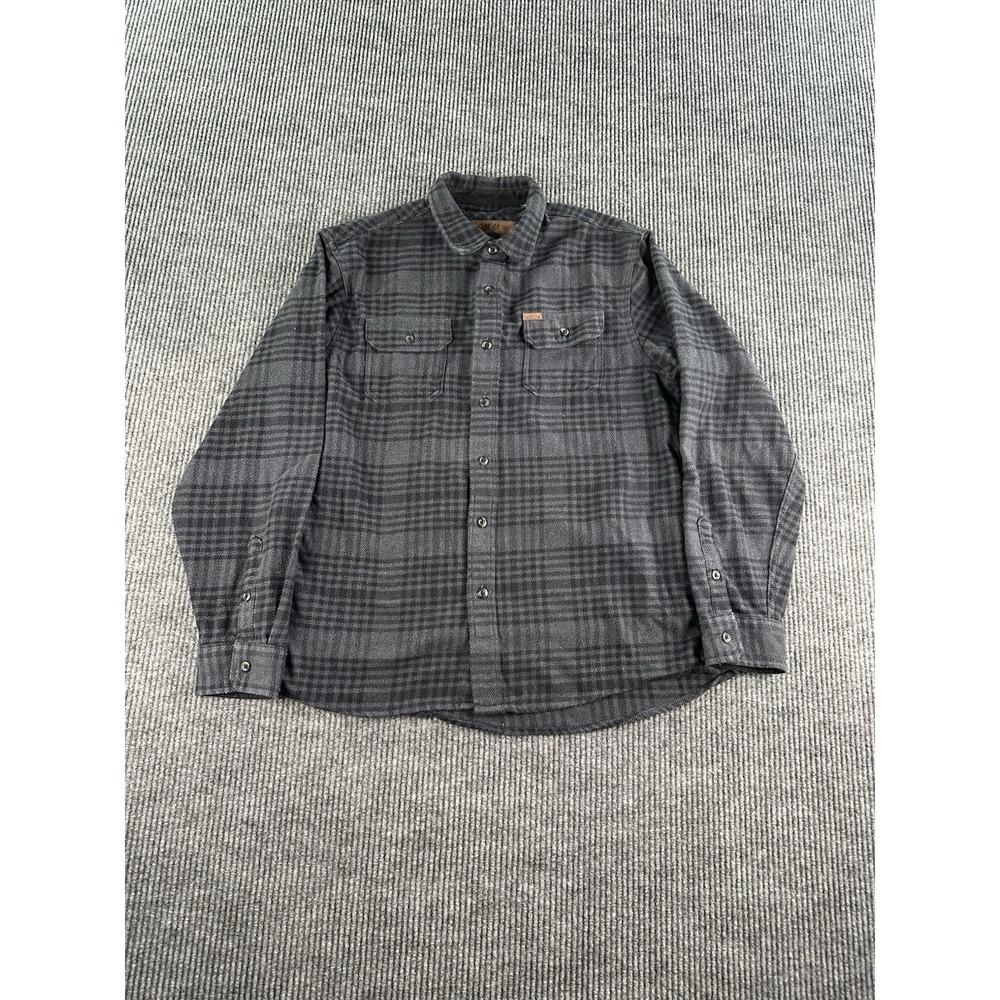 Orvis Shirt Men Extra Large Gray Cotton Blend Flannel Check Collared Button Up